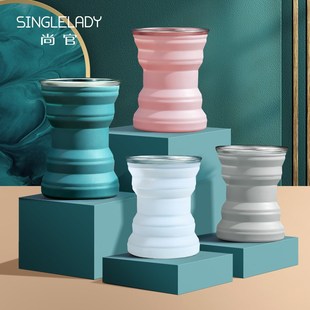 可折叠水杯硅胶耐高温可装 旅行必伸缩折叠杯子 沸水咖啡杯备便携式