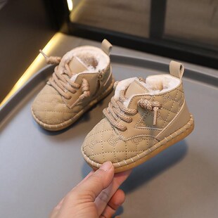 婴儿鞋子秋冬季加绒0一1-3岁小宝宝冬鞋加厚保暖男女幼童学步棉鞋