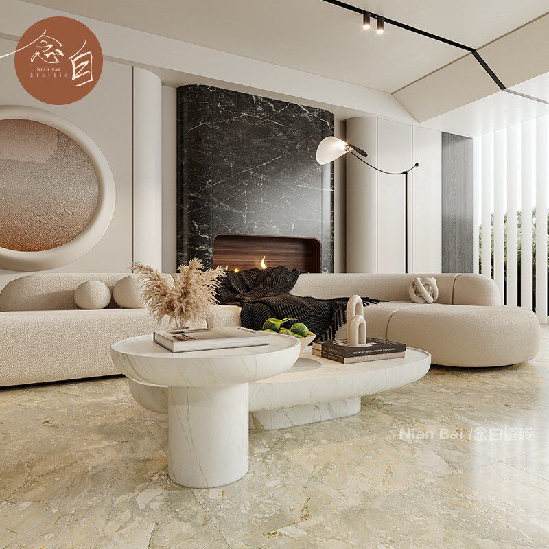 莫奈花园绿色仿天然大理石瓷砖卫生间服装店铺咖啡店背景墙砖地砖