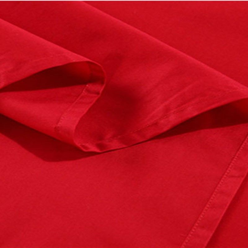 结婚床单双人大红单品大床婚庆三件套纯色飞边磨毛床上枕套1.8床