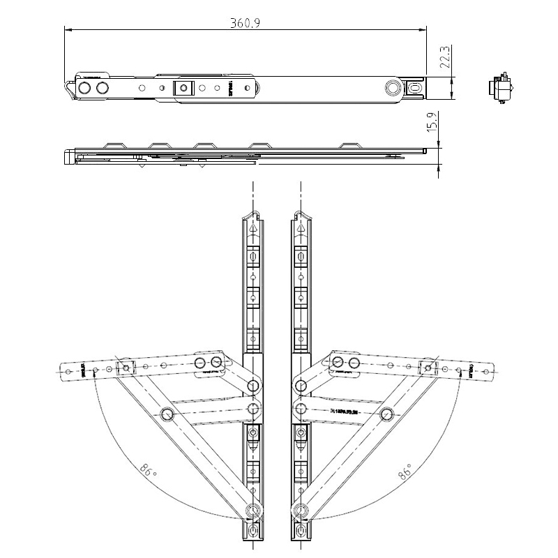 HOPO深圳好博断桥铝合金窗FH05铰链欧标槽平开窗滑撑四连杆窗撑