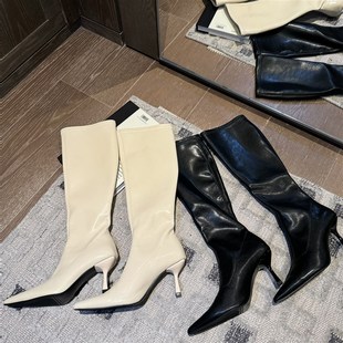 语子酱Rae高筒细跟瘦瘦靴女秋冬显瘦尖头高跟鞋 不过膝长靴女靴