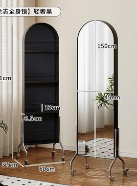 全身镜落卧地室可移动架镜子PwZ2kxTH中古风收纳置物志杂架旋转穿