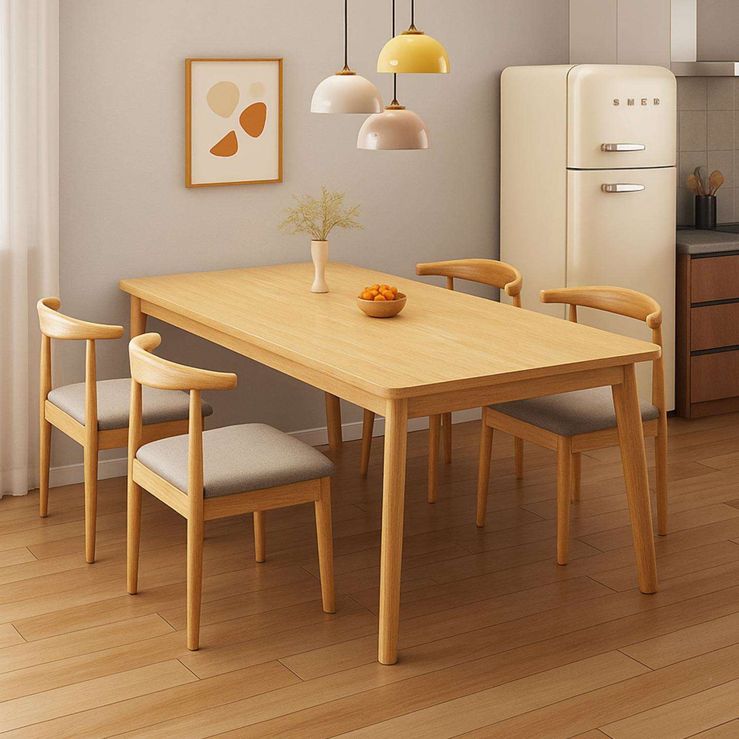 桌客厅家用餐小户型吃桌简约长方形饭大板餐桌CZ0026桌原木风餐椅