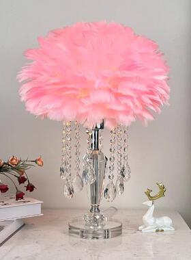 温简约现代轻奢SY-509创意水晶羽毛台灯室书房床头馨浪卧漫装饰台