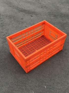 塑橘料折扣叠收纳筐橙色600SOE-280大号塑黄胶水果蔬菜内倒式锁框