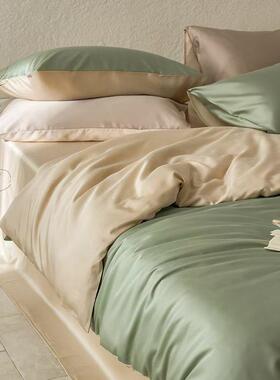 A类80兰精天丝四件套夏裸睡长884绒棉笠床单s床款亲肤冰感丝轻季