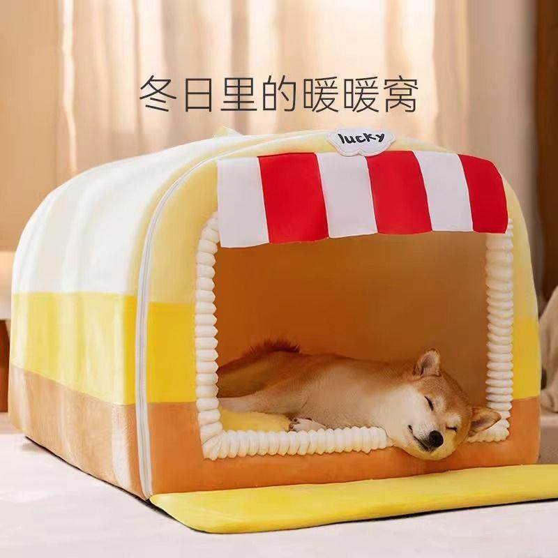 猫窝冬季暖封EAB闭式保房子型猫屋四通用网红咪垫子小猫型犬季狗