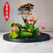 高酒店大圆餐桌盘中间摆花仿真花假转花氛端围摆设装 饰品XPD花摆