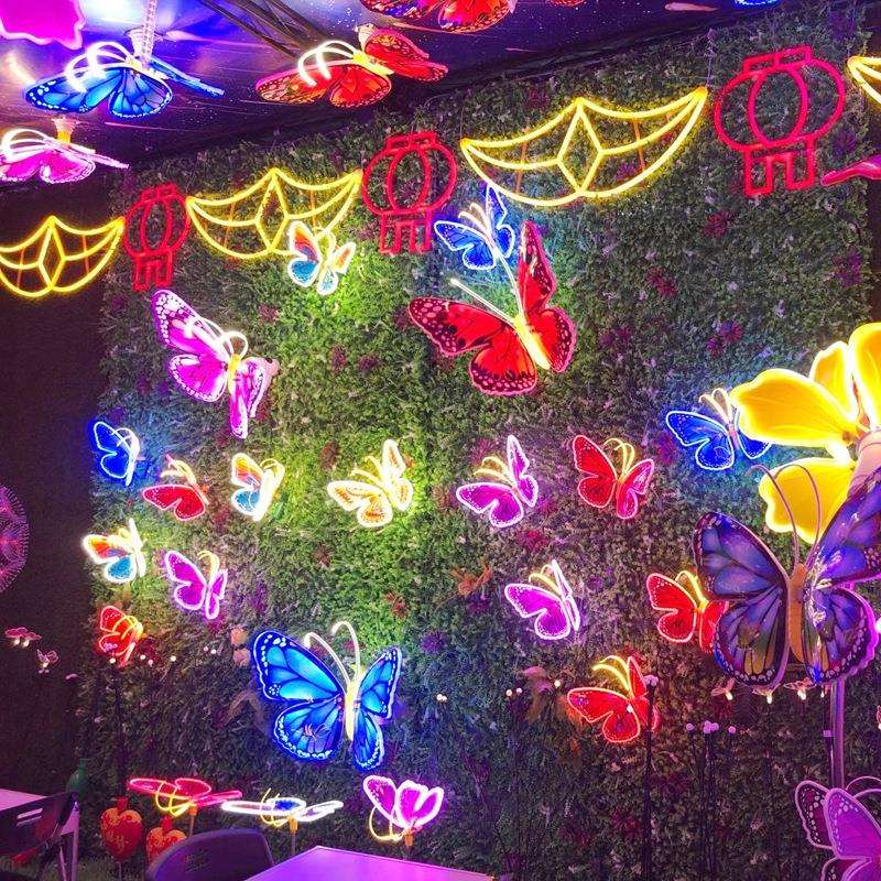 户外亮造型灯灯光防节OGJ日氛围装饰昆灯水发光动态蝴化蝶灯庭院