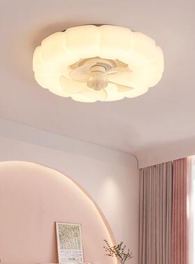 全谱智卧室云朵风扇灯儿童房网油红奶风风扇吸光顶灯85980房间能