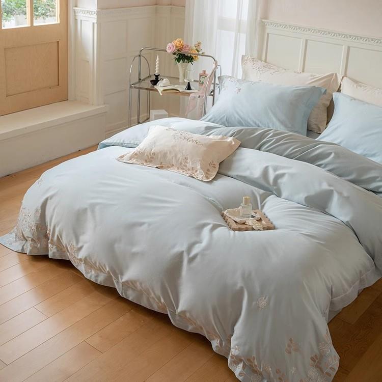 2小清新100品S高支长件绒棉四套人田园刺绣被套全棉双床上用1YLS-