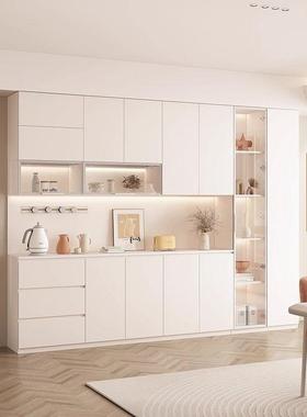 实木奶油原木橱风NXR酒柜餐边柜高柜现代房物柜客厅厨展示柜储柜