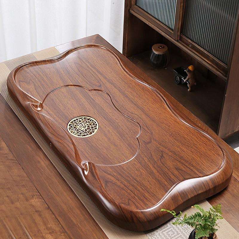 檀木盘DCH家用整块木新款简约单层排水茶式仿原木实质精雕大黑号