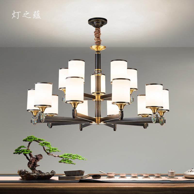 新9485全铜中式吊灯客厅主灯高样板房禅中意国档风大气LED灯具