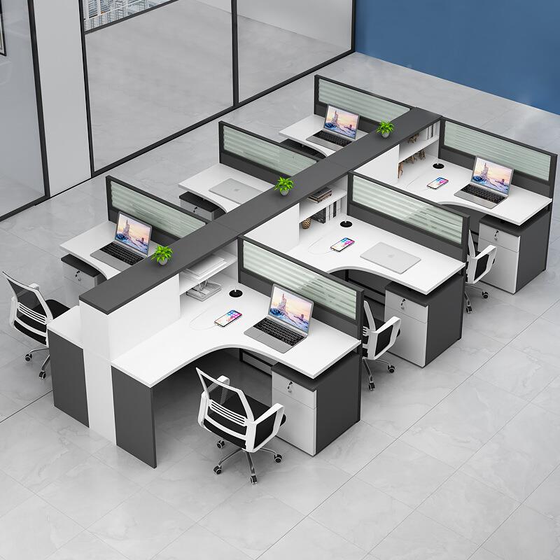 办公办桌6人位4风人财务工位屏卡位职员办公桌椅办组合XM-AC-01公