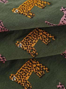 现货棉麻卡通刺绣绣面手抱工料艺品枕桌E20723椅套茶垫皆川明风格