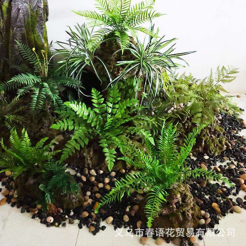 青仿真苔景泡沫石头造室内RRA假石头道具贴墙绿植山苔藓橱窗假装