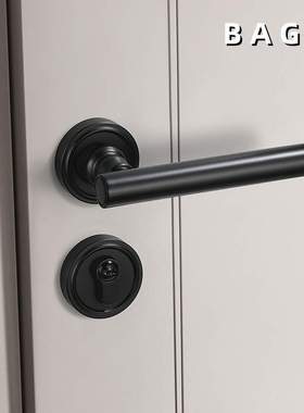 BAGB磁吸门房门锁室内黑灰色卧室磁力分体锁家用简约门把手磁吸锁