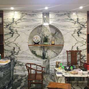 云浮石天材天大然理石兰花玉子君兰香雪梅堂鸟山水纹意DGF境客厅