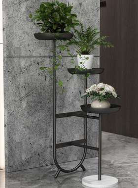 现代奢内54545客厅饰花架阳台简约绿萝兰多轻层室落地装花盆铁艺