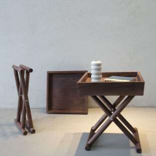 美德北胡美黑桃木668托盘边原木实木小桌子客厅拉卧室沙发几