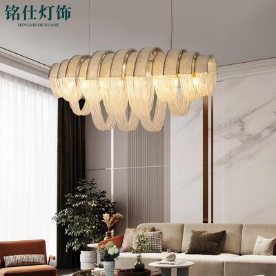 铭仕灯e饰ld客厅吊灯铁+铝现AD8024代餐简吊链灯具厅灯轻奢风新约