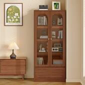 柜书收实木带玻璃门防FWA尘纳柜客厅中书架展示柜古风置物柜储物