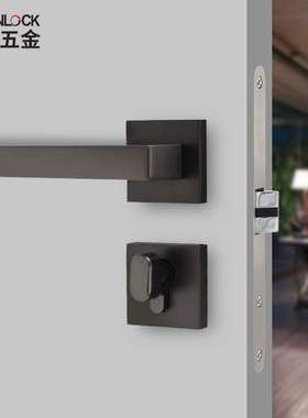灰色门锁 卧室门锁 室内磁吸锁 实木房门静音分体木门锁 家用锁具