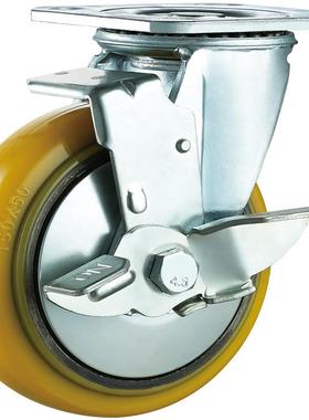 厚德脚轮橙色铁芯聚氨酯P轮8U寸型铁芯6寸4寸脚手架重轮轮子