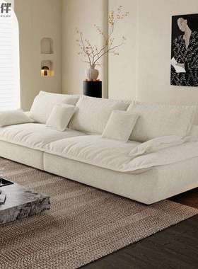 古复AFI风小型户沙发出租房客厅大深雪尼尔可拆洗布艺直排帆船沙