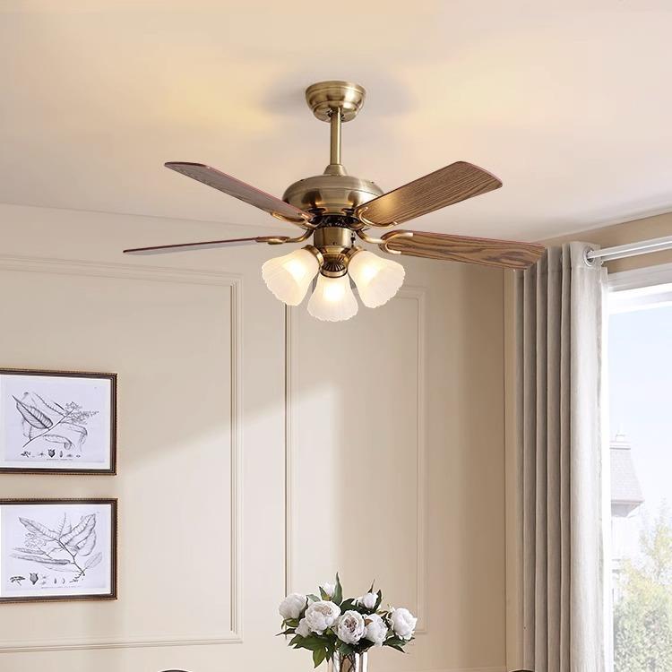 2025新款扇风灯吊扇厅灯餐家美式现代简约客厅一547体带电风扇吊