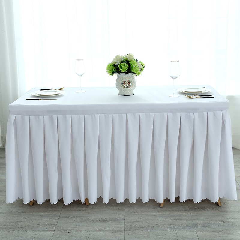 定制会议桌布长方形纯色签到台裙展会桌罩活动办公桌套墨绿色桌裙