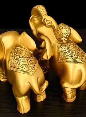 铜象摆件一对吸水大象客厅酒柜家居乔迁办公室店铺装饰工艺礼品