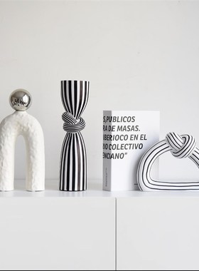 高档现代抽象条纹艺术个性小众样板间家居装饰品酒柜摆设客厅摆件