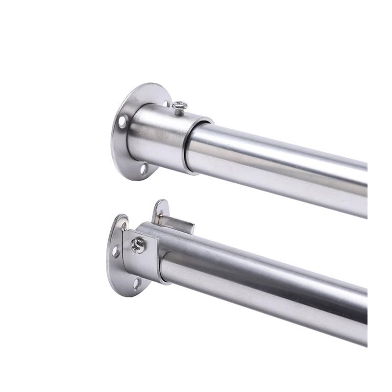 加厚304不锈钢打孔晾衣杆阳台固定晒衣杆凉衣挂衣单杆晾衣架百顺