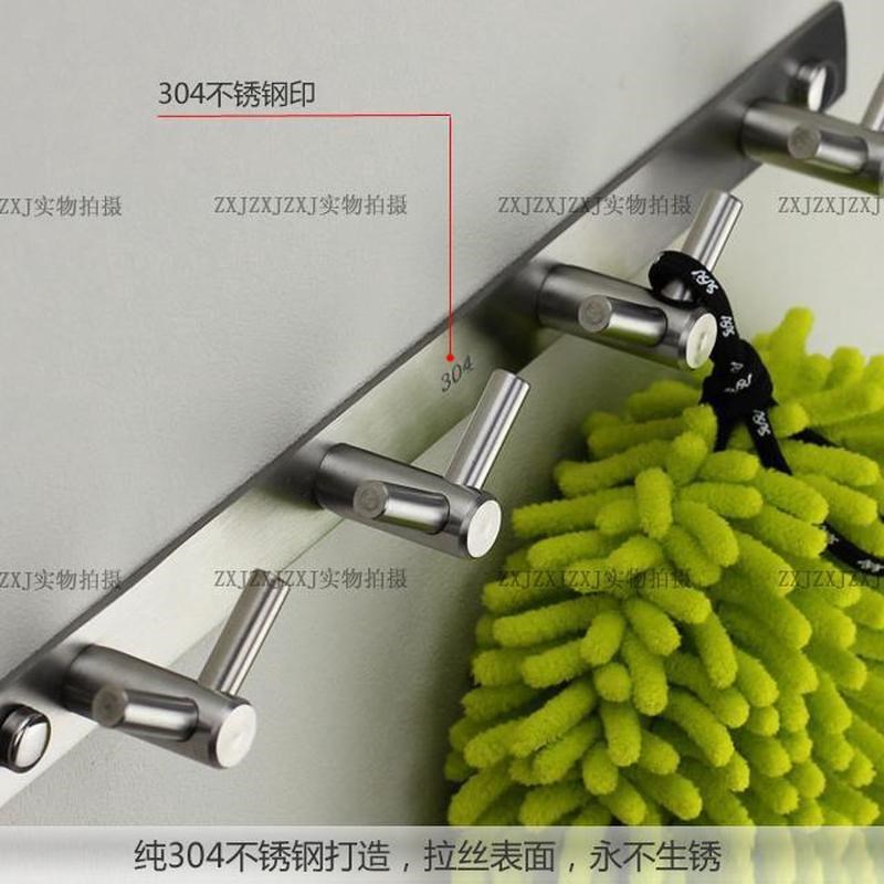 浴室304不锈钢挂钩衣勾一排加厚墙壁挂衣钩排钩免打孔毛巾新款