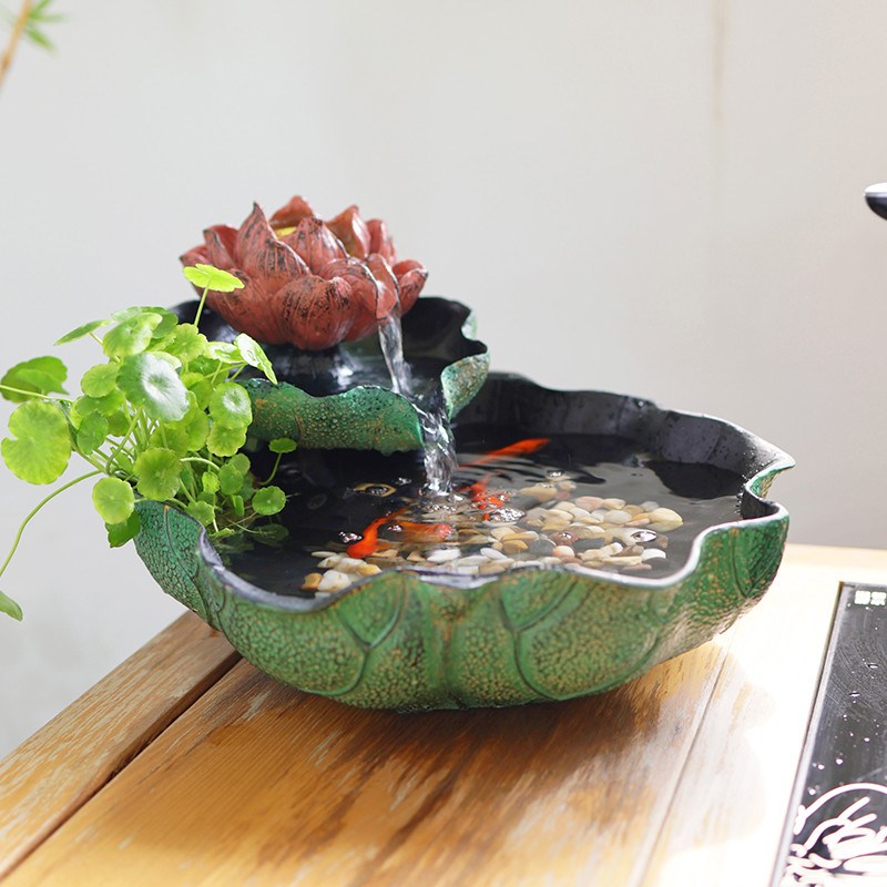 家用客厅流水摆件花盆室内办公室小型中国风循环水水系景观造景