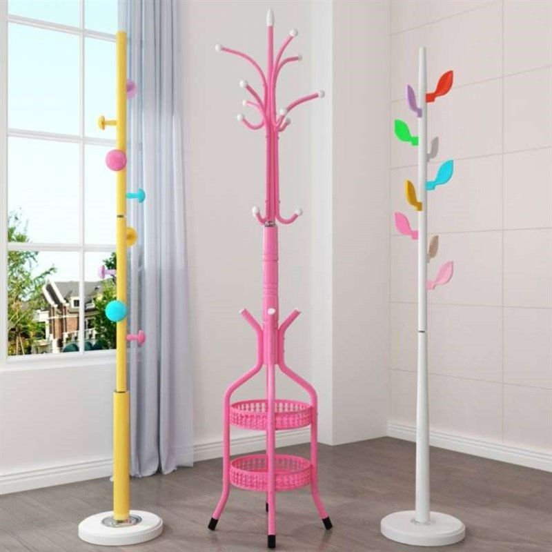 卧室艺儿童粉色落地衣架心架可爱彩色衣架少女衣架子铁衣帽架挂衣