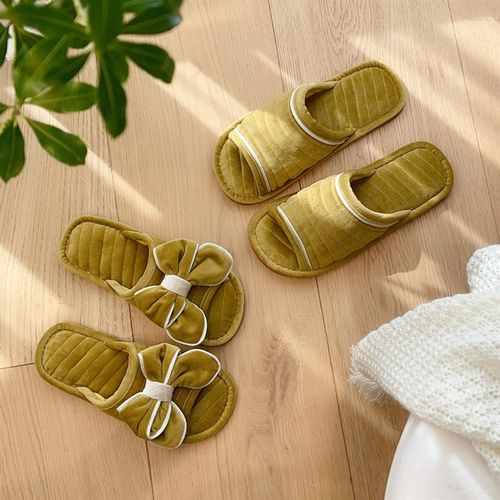 秋冬家用布艺地暖情侣拖鞋毛绒布底无声防滑男女轻便牛筋底软底