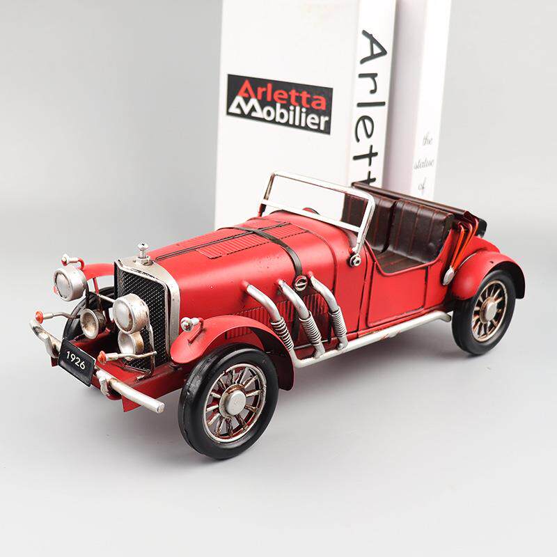 复古名爵MG敞篷跑车模型铁皮手工艺品怀旧酒吧橱窗柜收藏装饰摆件