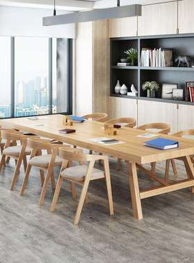 办公桌椅现代简约办公室洽谈桌桌椅套装聊天开会实木会议室电脑桌