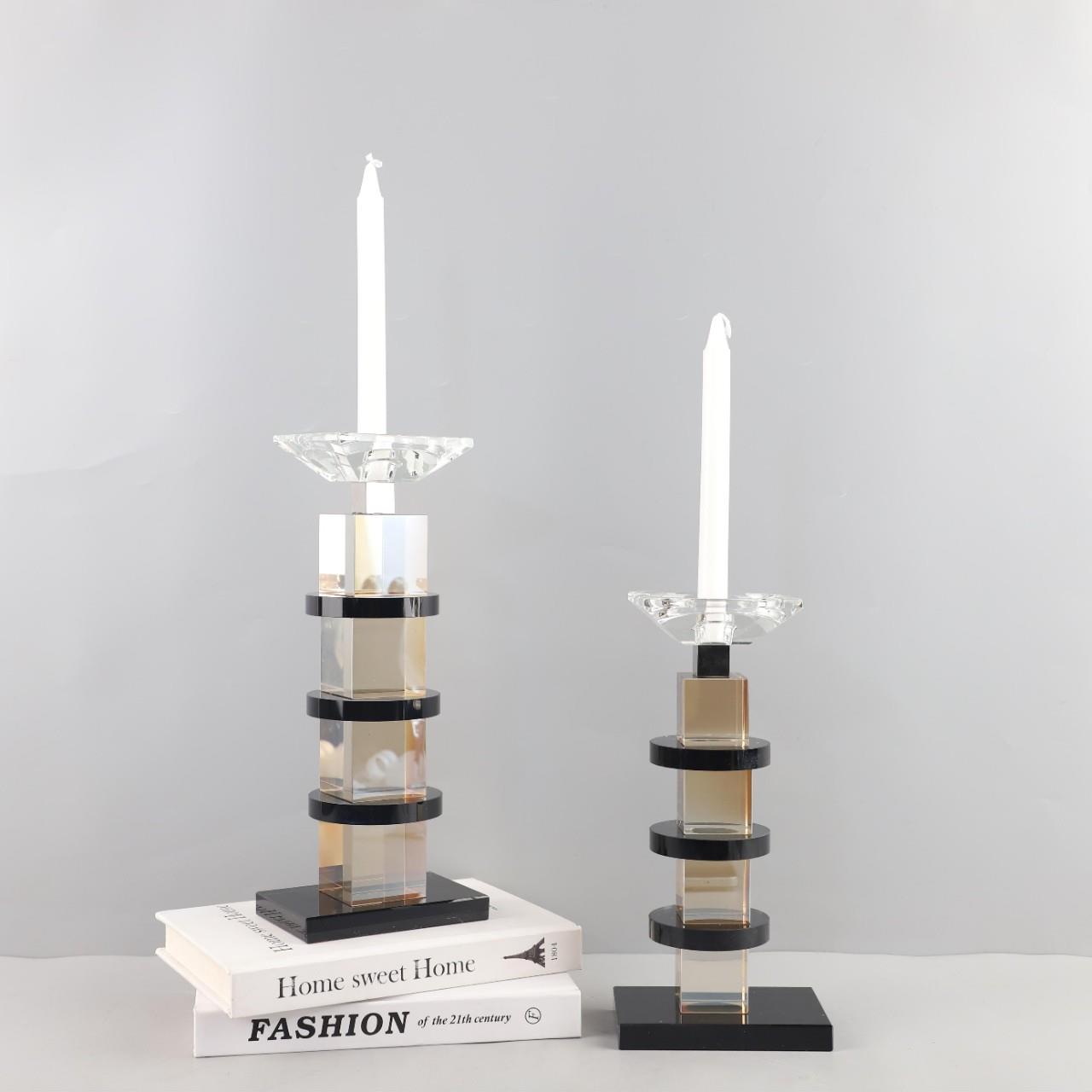 北欧极简几何水晶艺术烛台装饰摆件餐厅别墅民宿样板房家居装饰品