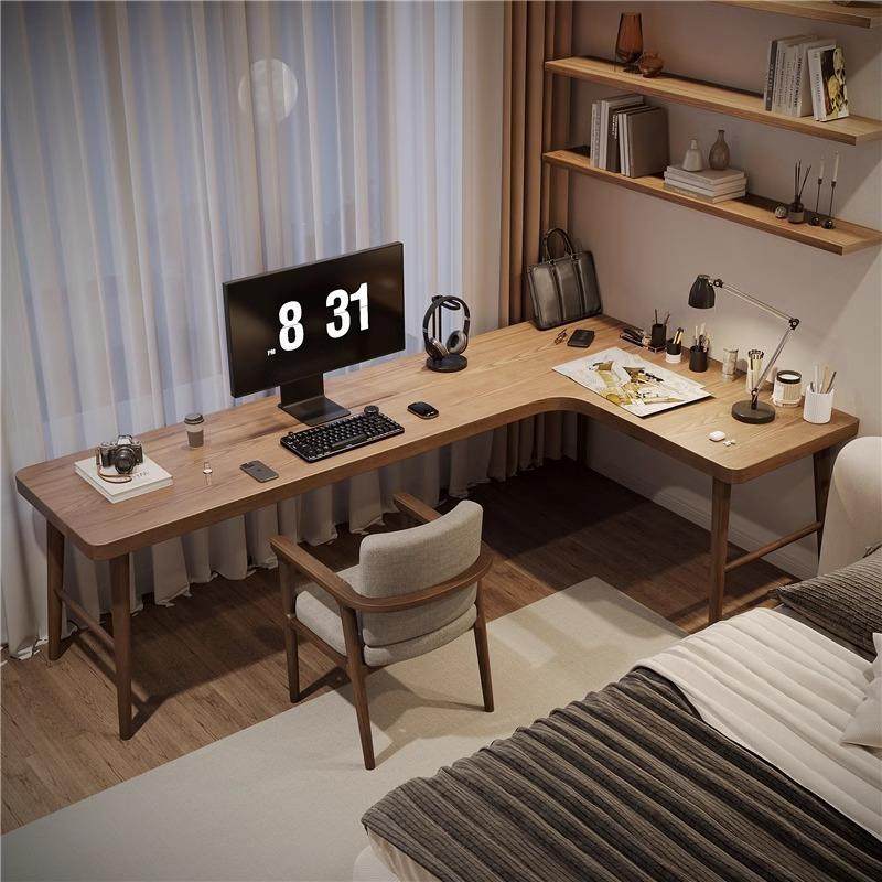 全实木转角桌家用靠窗电脑办公L桌学生卧室阅读桌大板长条桌