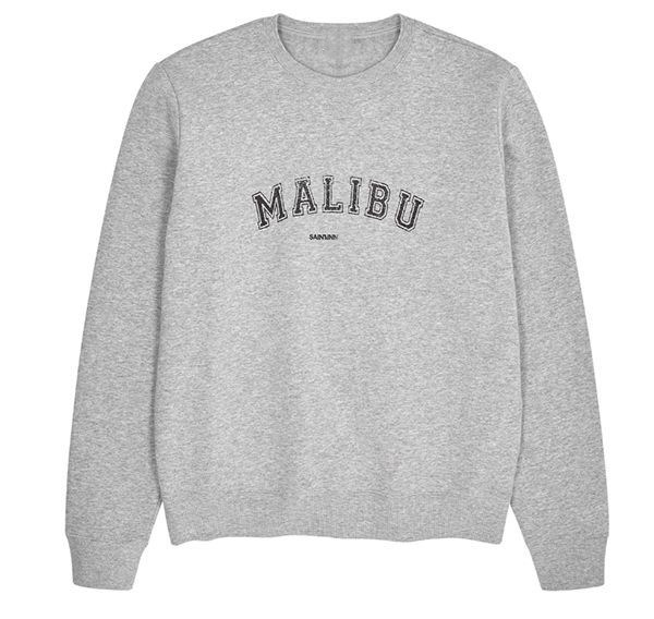thumbnail for Fashion trend top, MALIBU print on the chest, Guan Zhilin, the same round neck sweatshirt, male and female couples