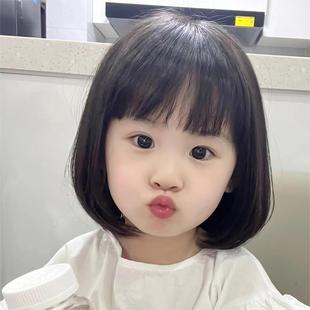 儿童女男宝假发女孩甜美可爱真发假发波波头假发逼真学生头套假发