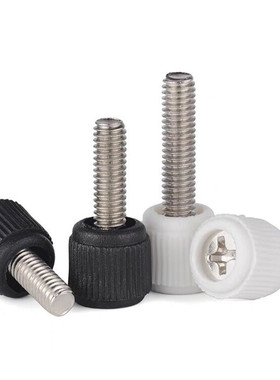 304不锈钢十字手拧螺丝手柄螺钉圆头滚花手扭塑胶头调节螺钉M3M4