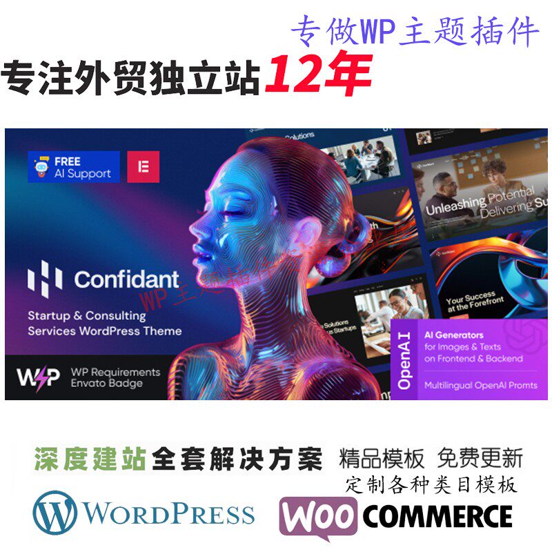 Confidant - 初创企业和咨询服务WordPress 主题公司展示网站模板