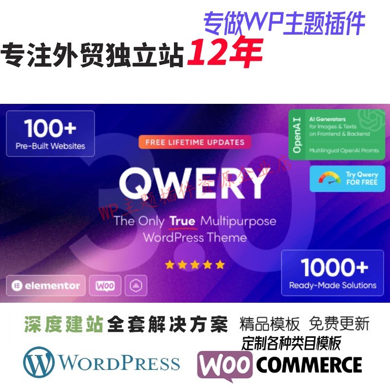 Qwery - 多用途商业 WordPress 和 WooCommerce 主题外贸网站模板