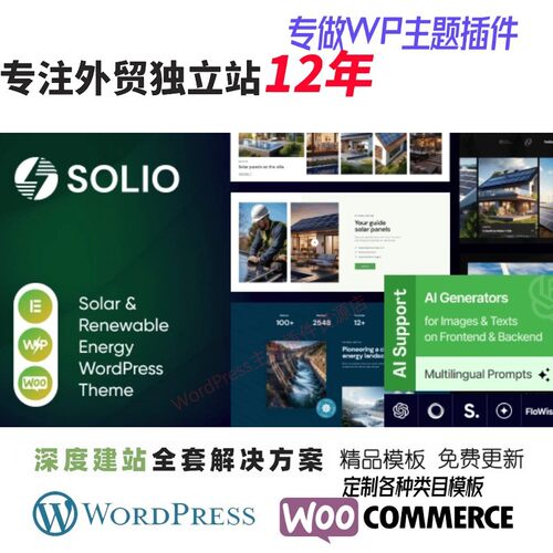 Solio - 绿色能源与可再生能源 WordPress 主题外贸跨境网站模板